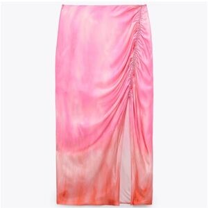 Zara Coral and Pink Satin Skirt